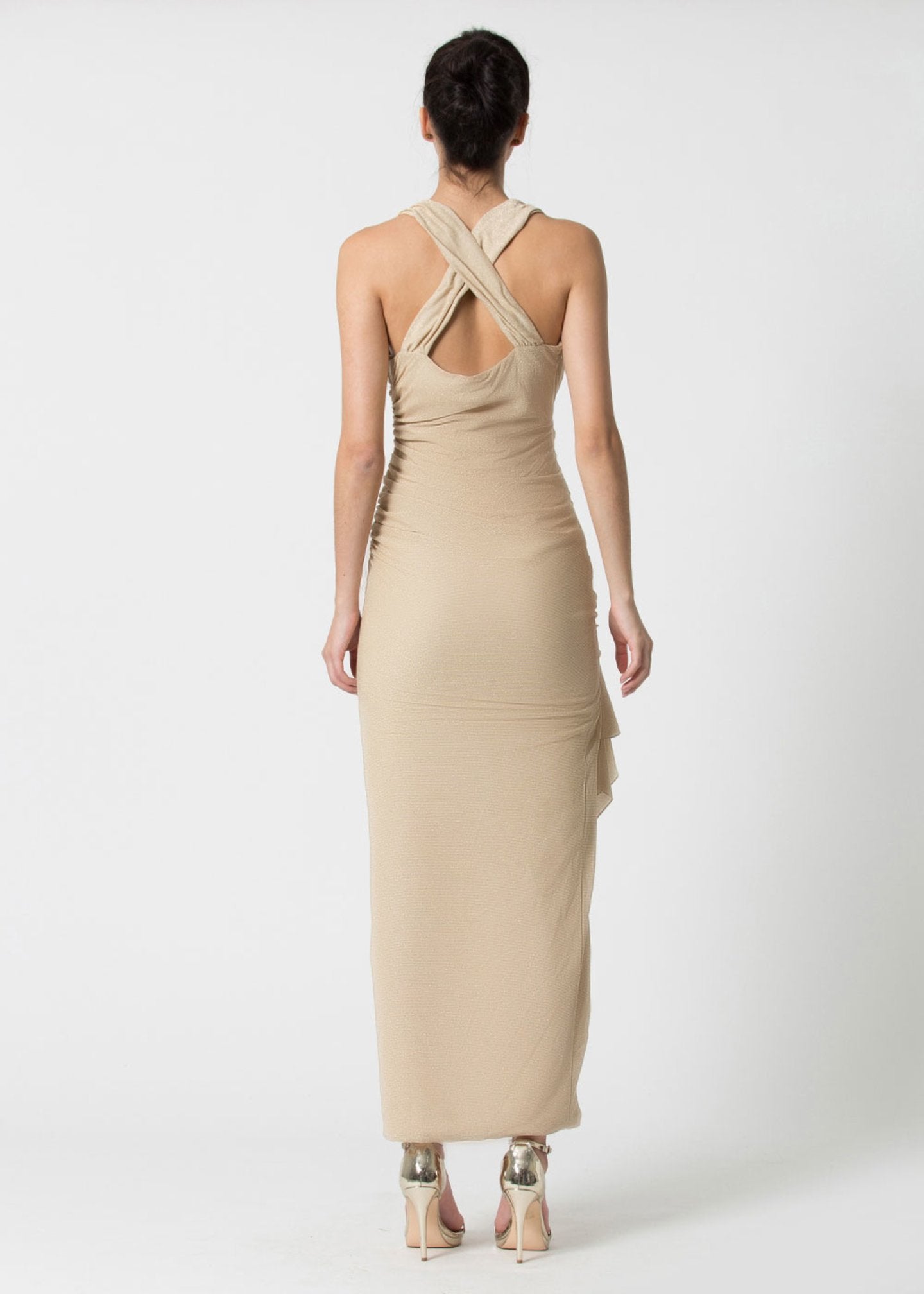 Abito Kocca con Scollo a V / Beige - Ideal Moda