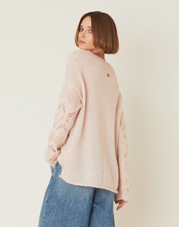 Maglia con Lavorazione Traforata Manila Grace / Rosa - Ideal Moda