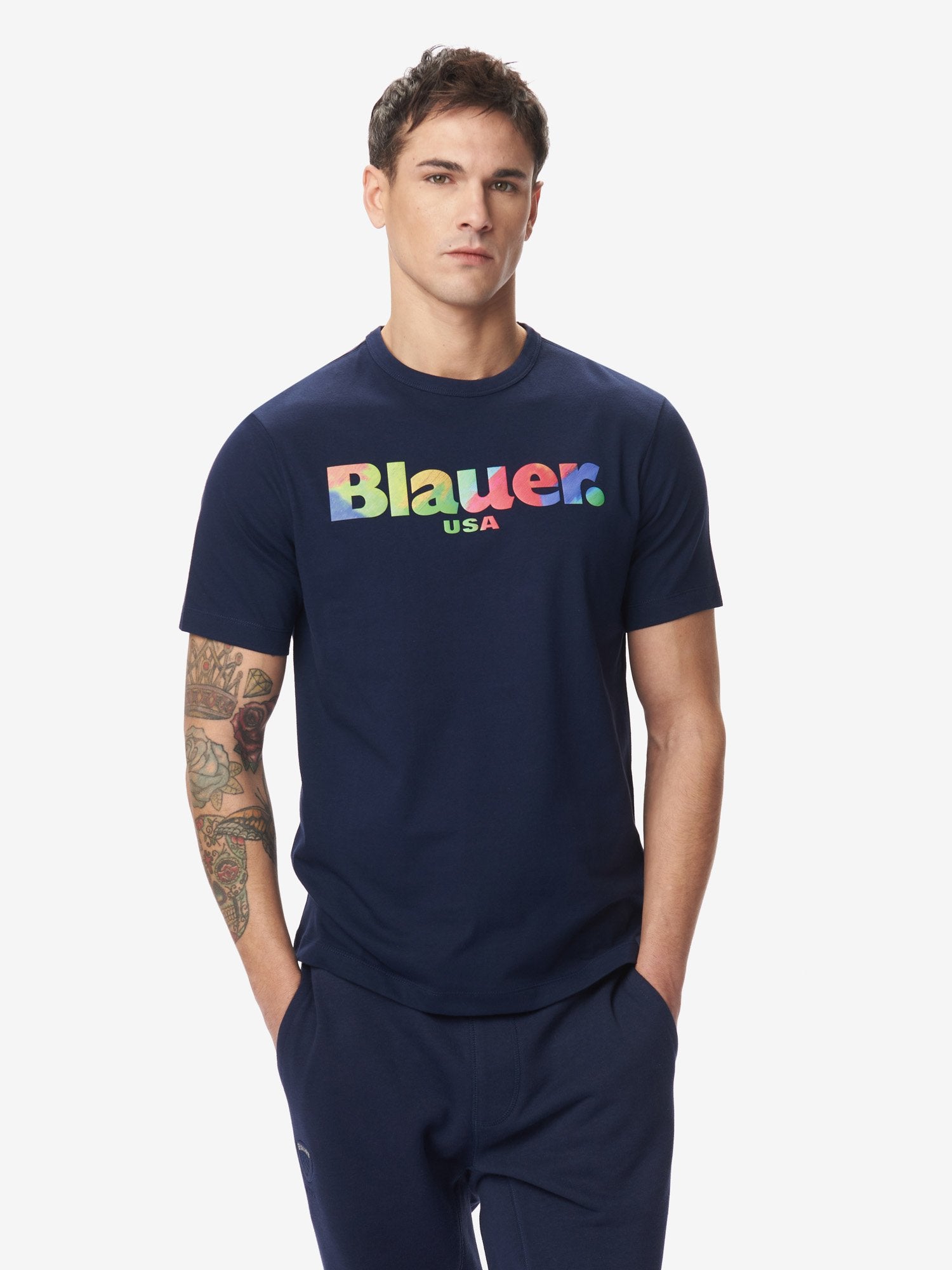 T-Shirt Blauer in Cotone / Blu - Ideal Moda