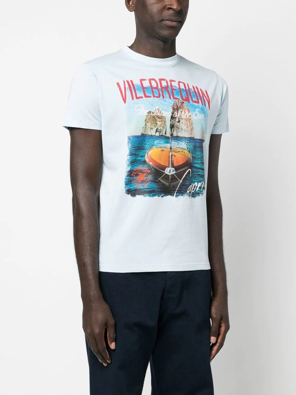 T-Shirt con Stampa Vilebrequin / Celeste - Ideal Moda