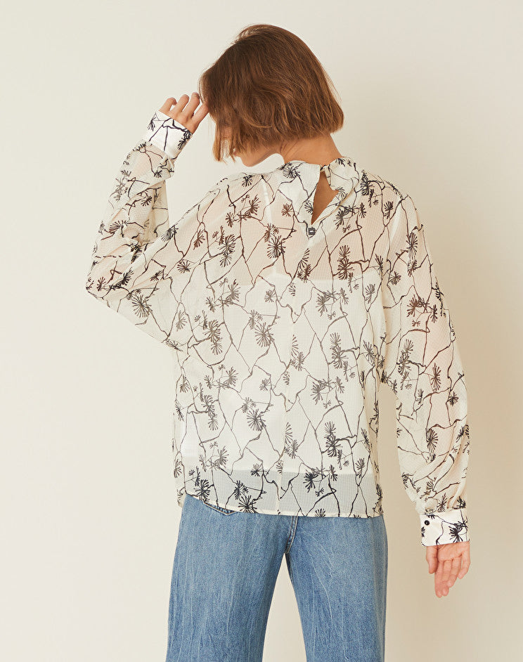 Blusa a Fantasia con Maniche Ampie Manila Grace / Bianco - Ideal Moda