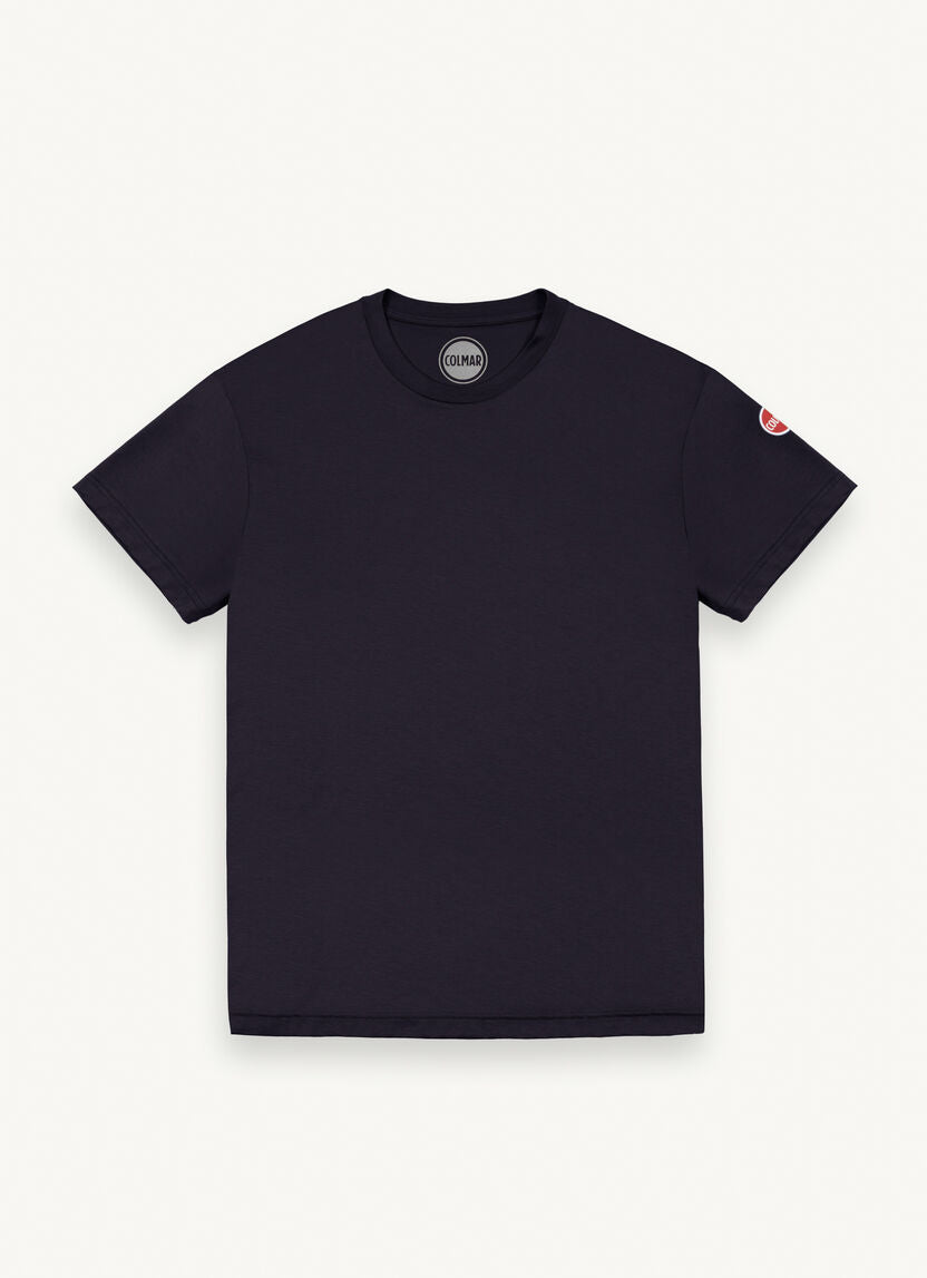 T-Shirt Girocollo in Cotone / Blu - Ideal Moda