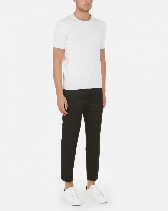 Maglia con profili a contrasto / Bianco - Ideal Moda