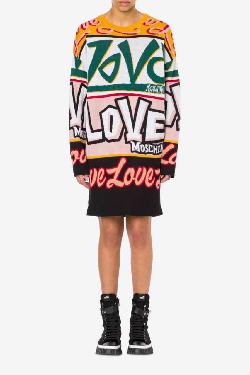 Abito con Stampa Love Moschino / Multicolor - Ideal Moda