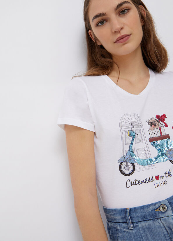 T-Shirt Liu Jo con Stampa / Bianco - Ideal Moda
