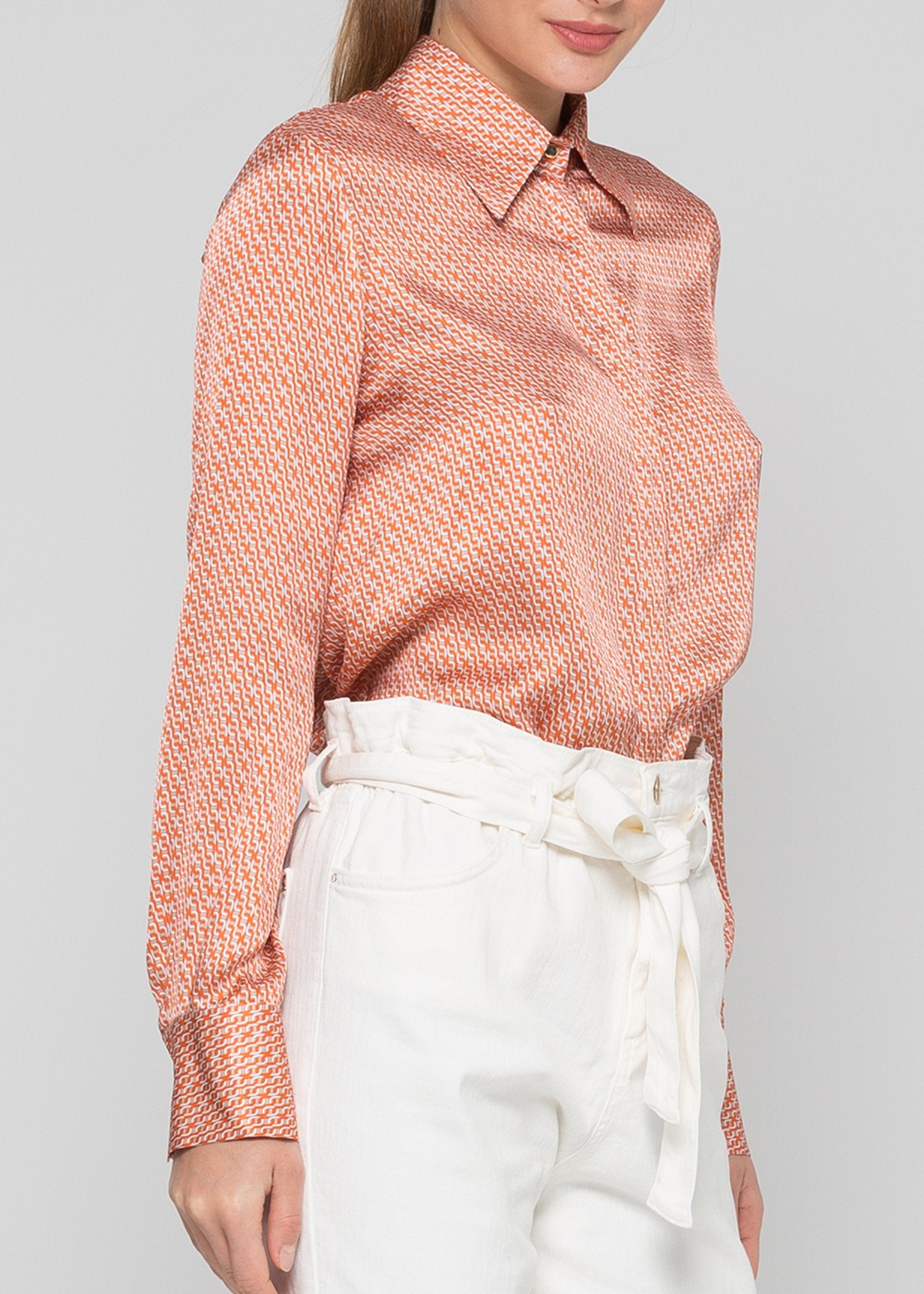 Camicia in raso fantasia Multicolor - Main Image