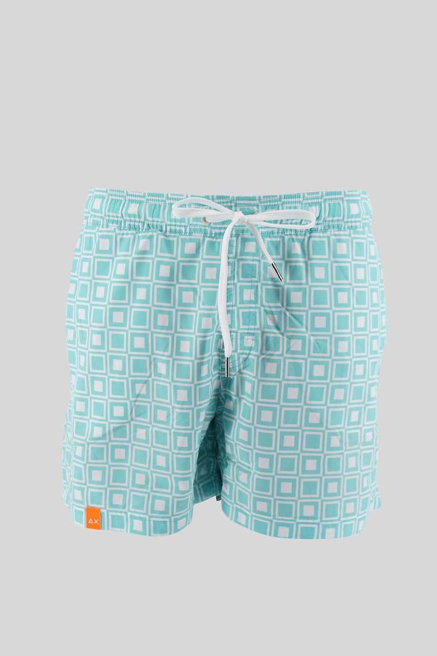 Swim Pant Fancy Micro Pattern / Azzurro - Ideal Moda