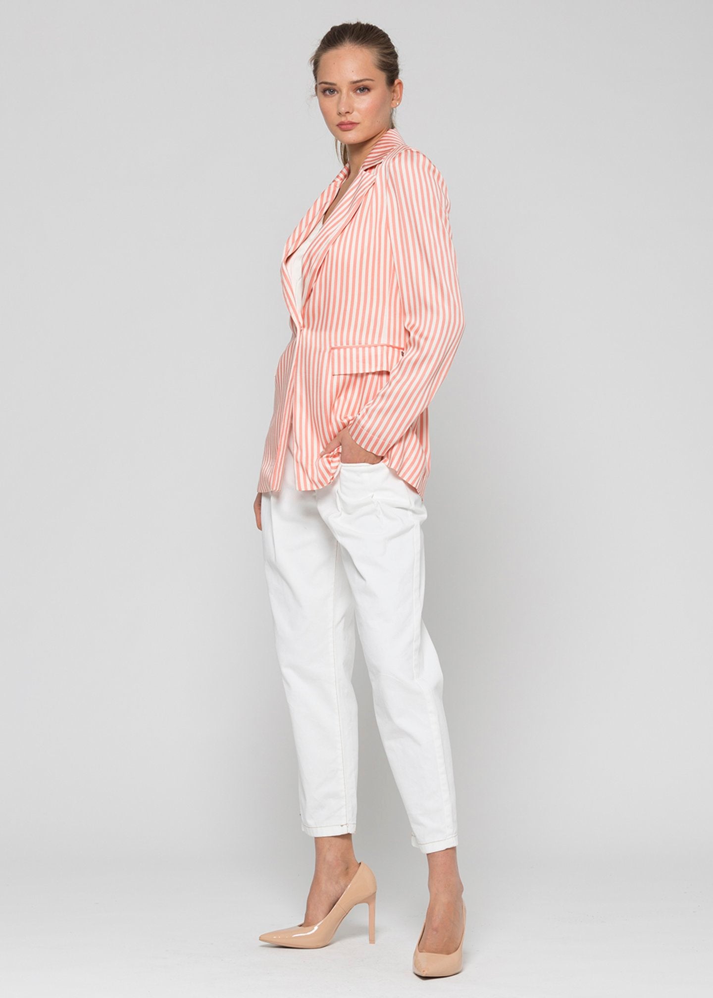 Pantalone color regular leg / Bianco - Ideal Moda
