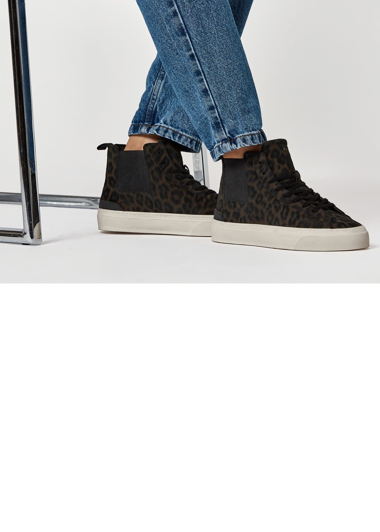 Sneaker DATE Sonica High Animalier / Bianco - Ideal Moda