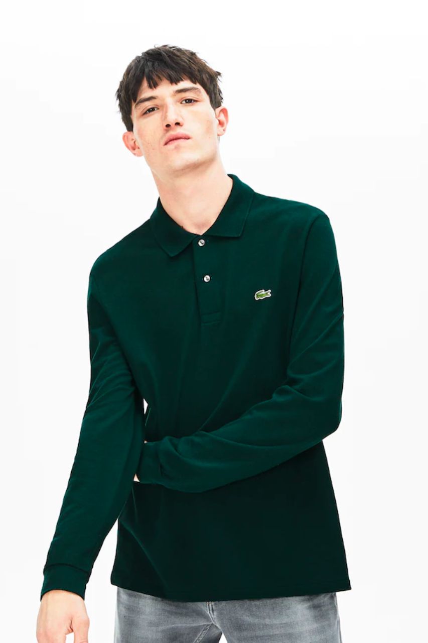 Polo in Piqué Maniche Lunghe Lacoste / Verde - Ideal Moda