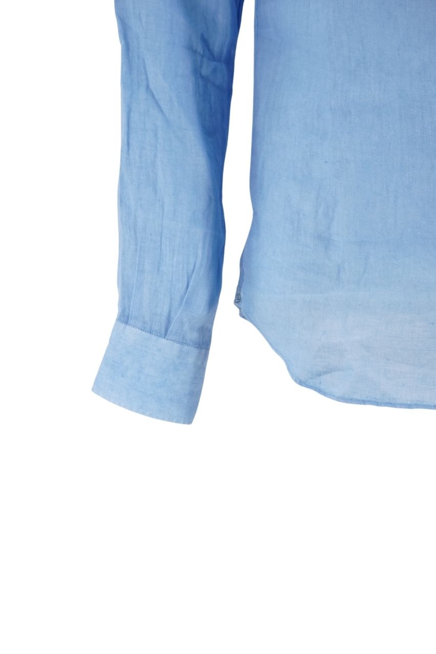 Camicia in Lino con Collo Coreano Mastricamiciai / Celeste - Ideal Moda