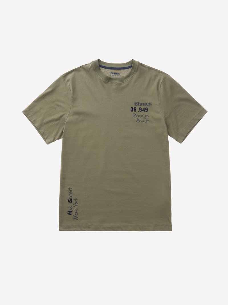 T-Shirt Blauer in Cotone / Verde - Ideal Moda