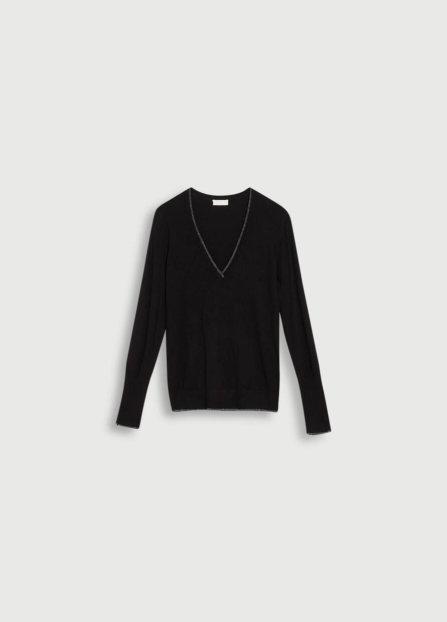 Maglia con Scollo a V Liu Jo / Nero - Ideal Moda