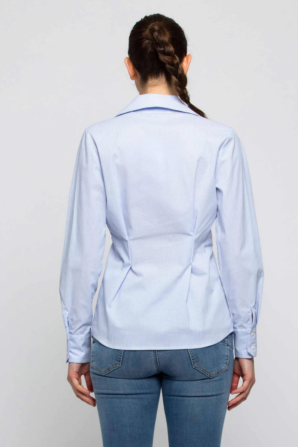 Camicia sportiva in cotone a righe celeste