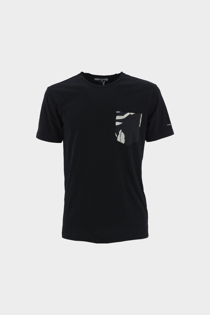 T-Shirt Girocollo con Taschino / Nero - Ideal Moda