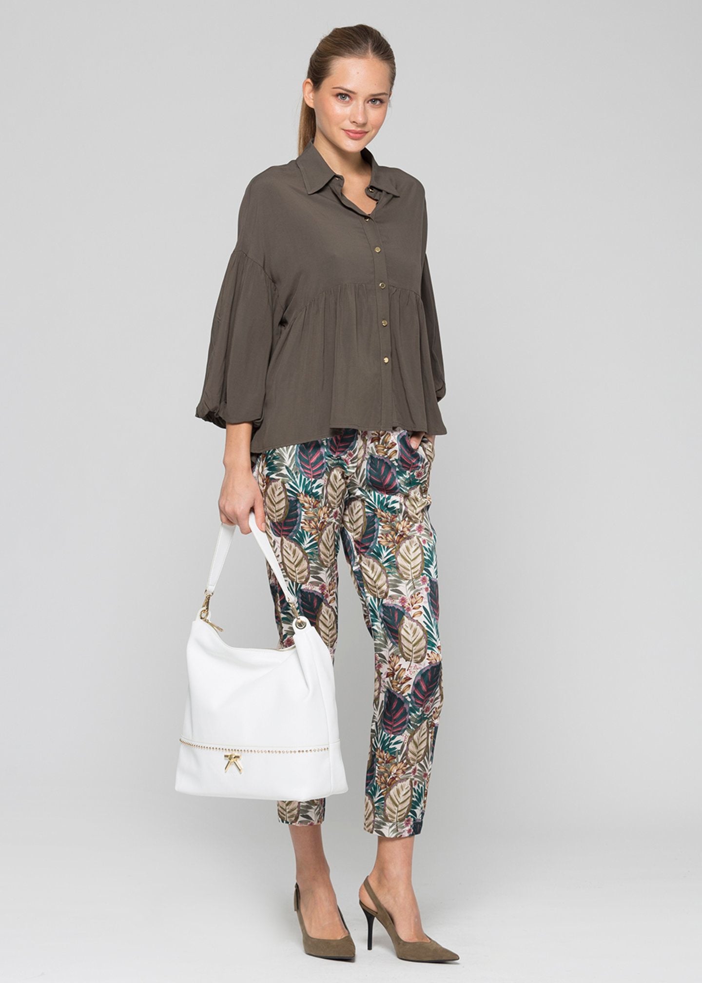 Camicia morbida in viscosa / Verde - Ideal Moda