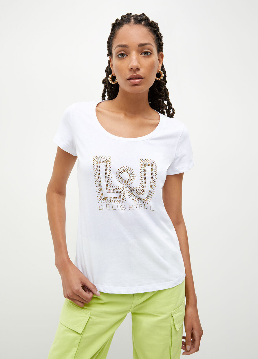 T-Shirt con Strass Liu Jo / Bianco - Ideal Moda