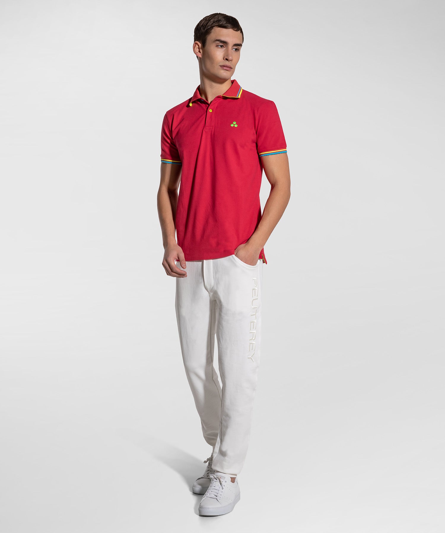 Polo in Piquet con Dettagli Fluorescenti / Rosso - Ideal Moda