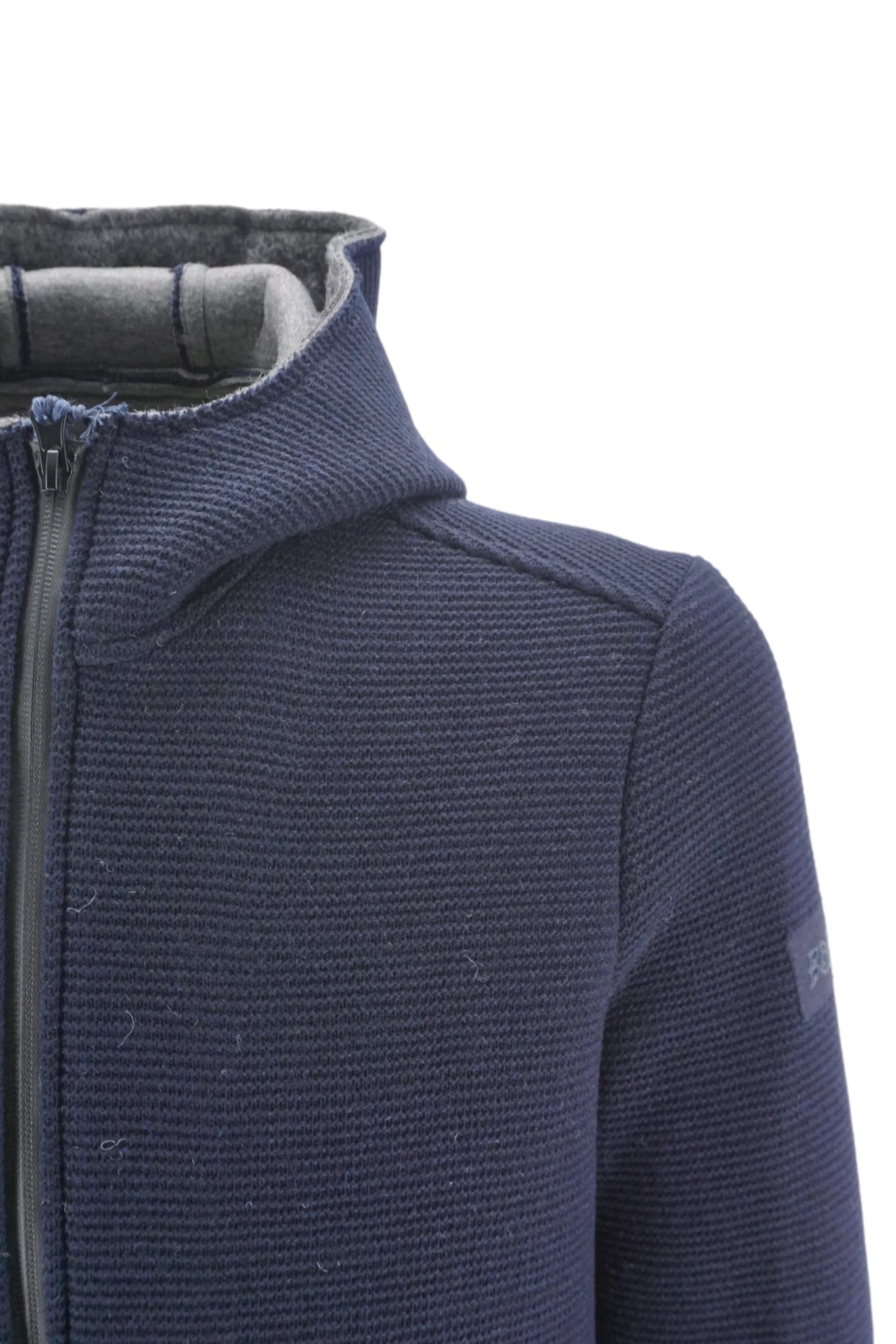 Giubbino in Lana con Cappuccio Bob / Blu - Ideal Moda