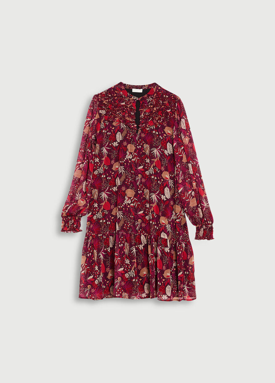 Vestito con Stampa Floreale Liu Jo / Bordeaux - Ideal Moda