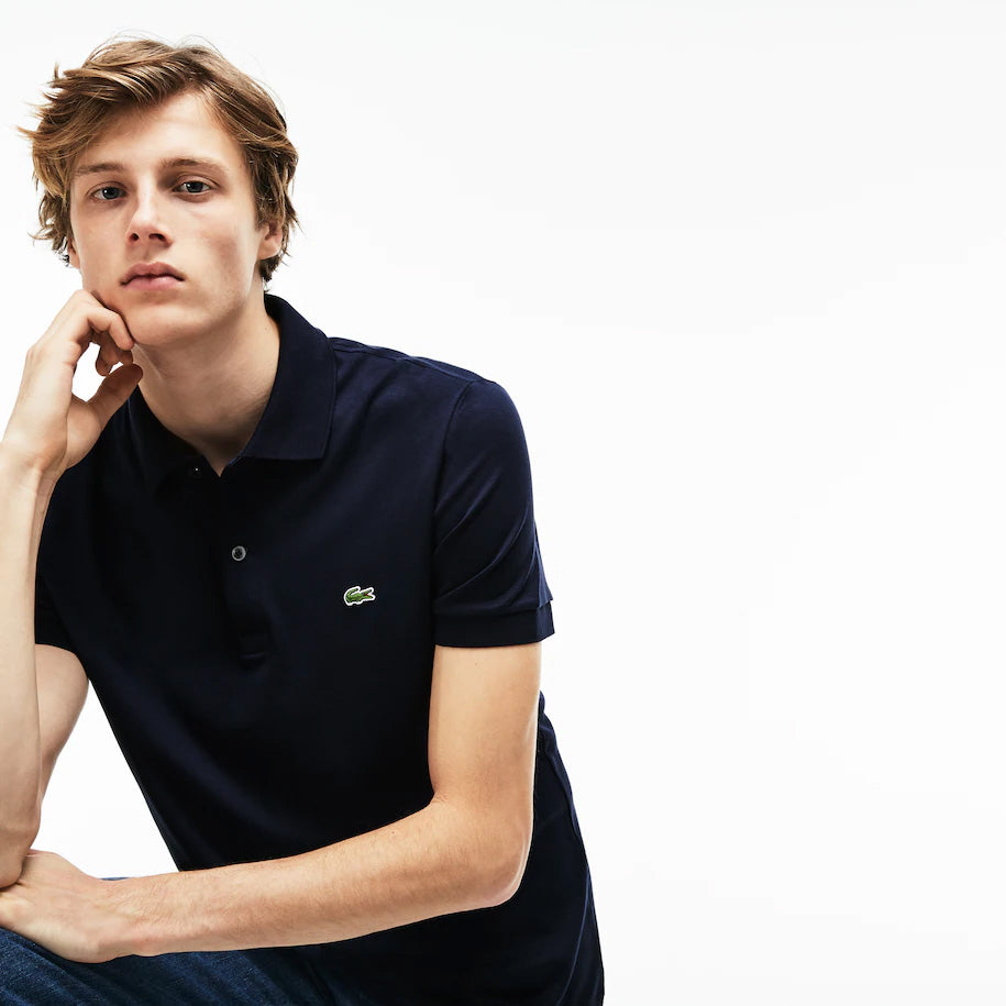 Polo da uomo in morbido cotone dalla vestibilità regolare / Blu - Ideal Moda