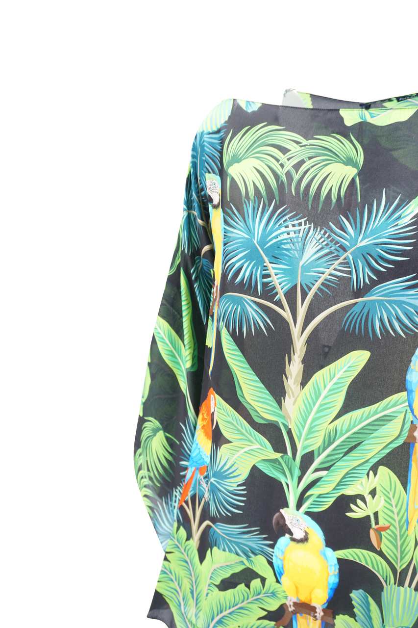 Abito a kaftano in seta / Nero - Ideal Moda