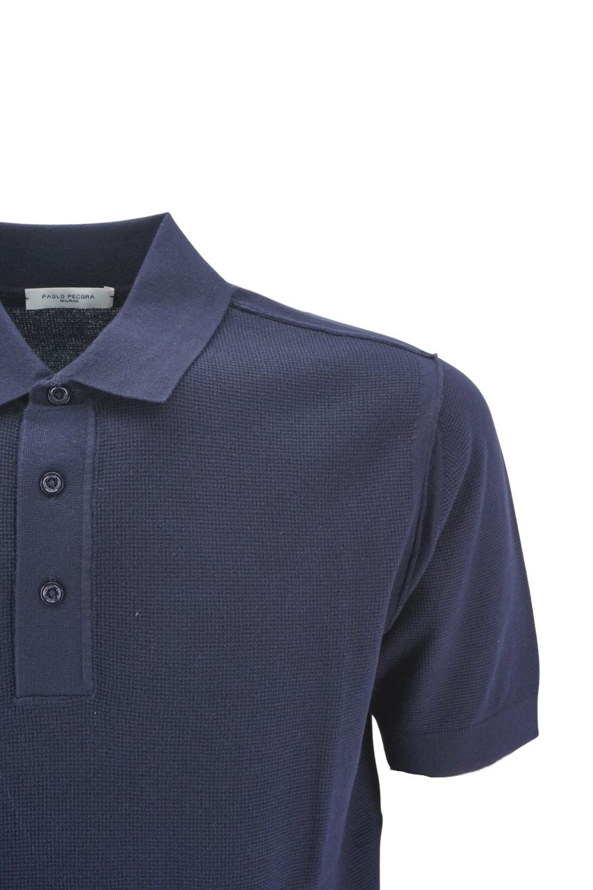 Polo Paolo Pecora con Tramatura / Blu - Ideal Moda