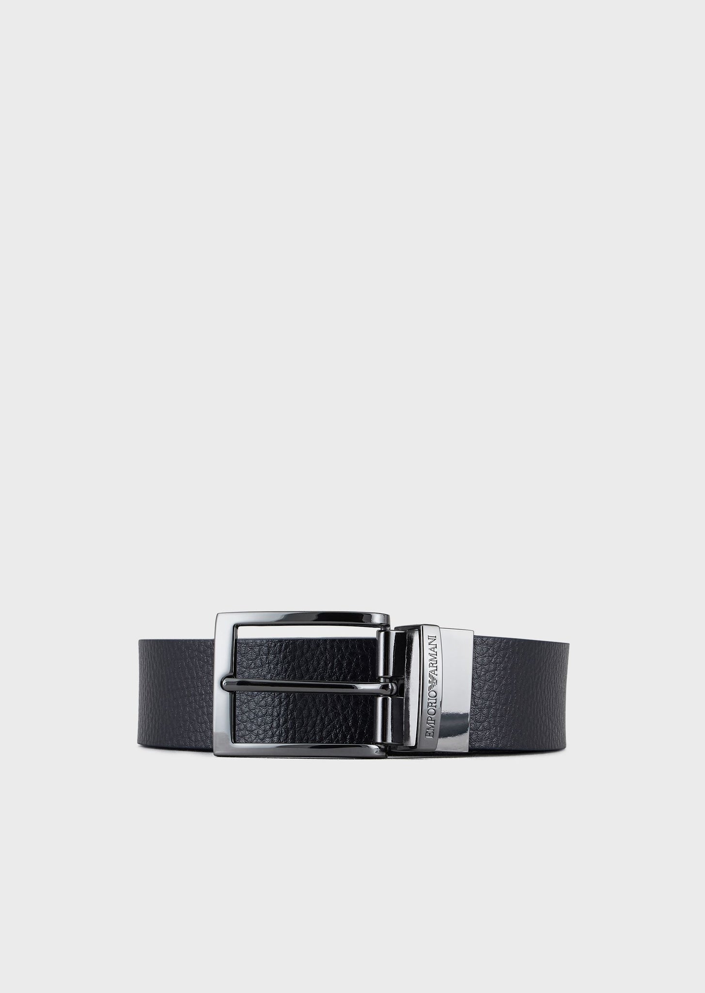Cintura reversibile in pelle con stampa palmellata / Blu - Ideal Moda