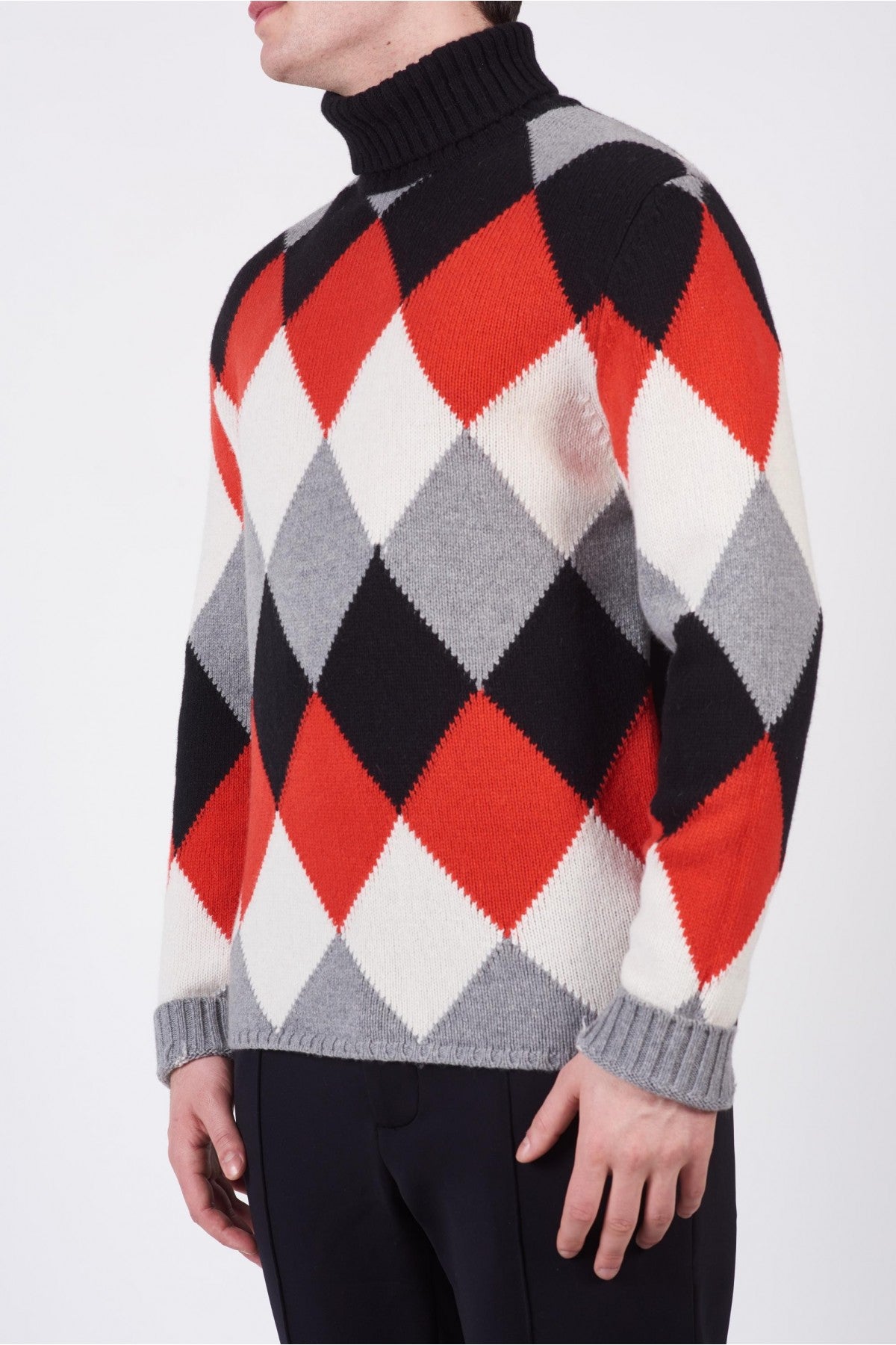 Ciclista rombi misto cashmere / Nero - Ideal Moda