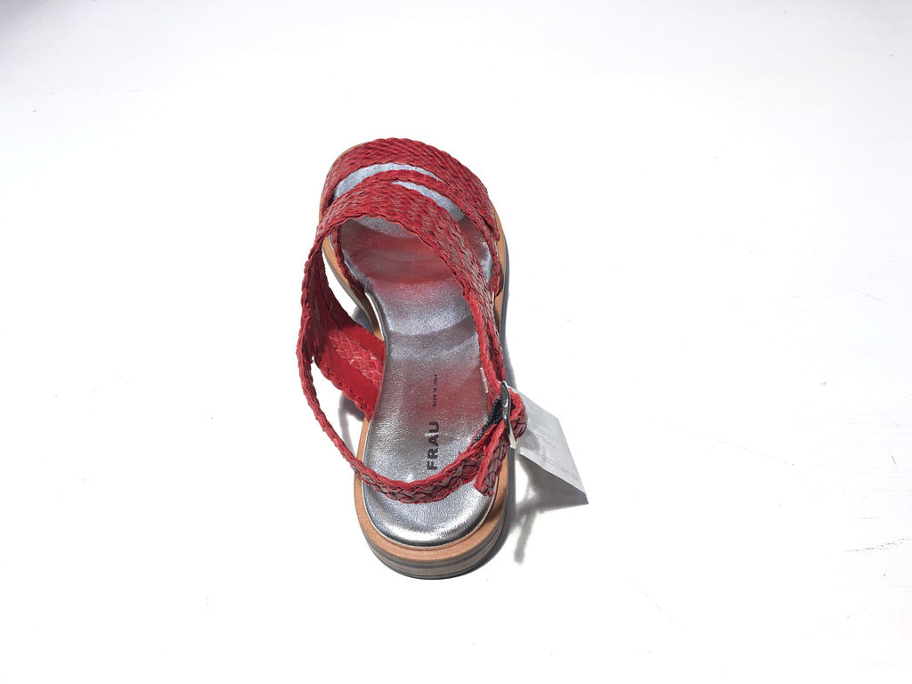 Sandalo in pelle intrecciata tripla fascia / Rosso - Ideal Moda