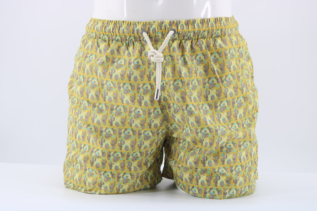 Pantaloncino da mare fantasia Cactus / Giallo - Ideal Moda