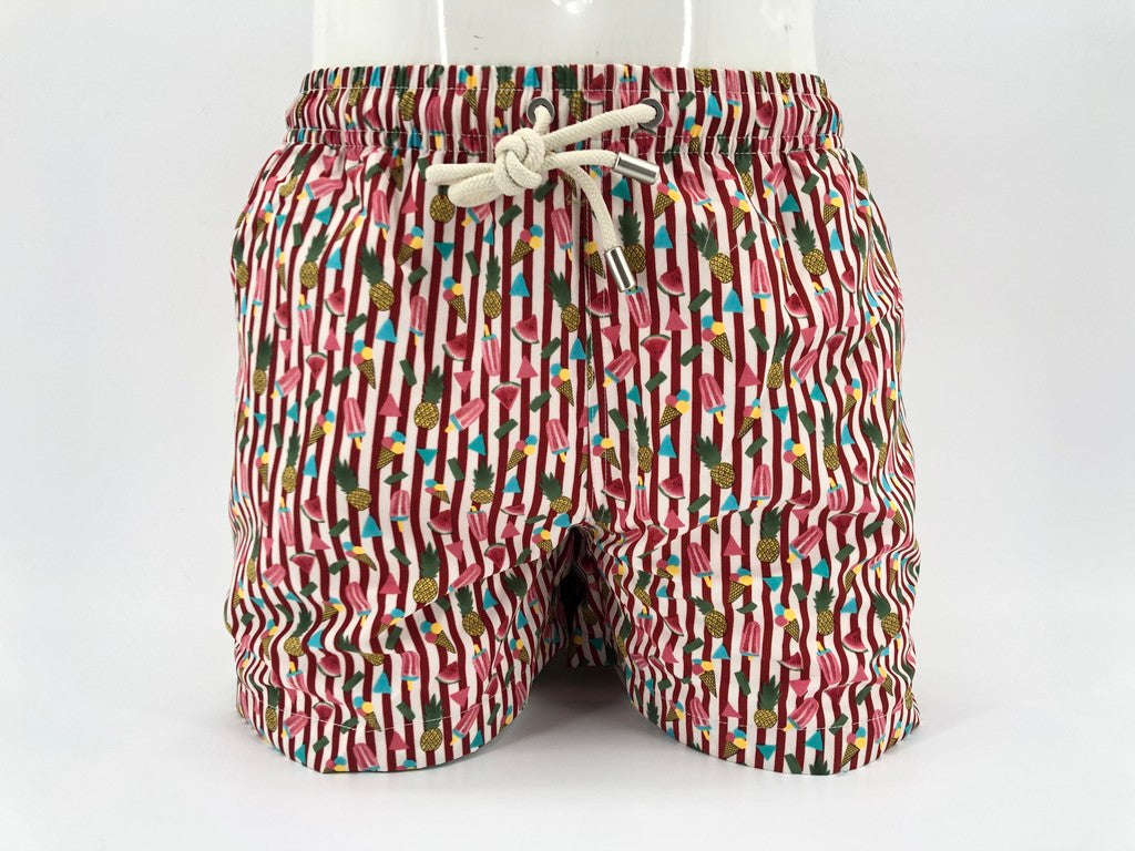 Pantaloncino da mare fantasia Gelato / Rosso - Ideal Moda