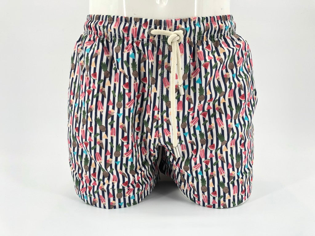 Pantaloncino da mare fantasia Gelato / Blu - Ideal Moda