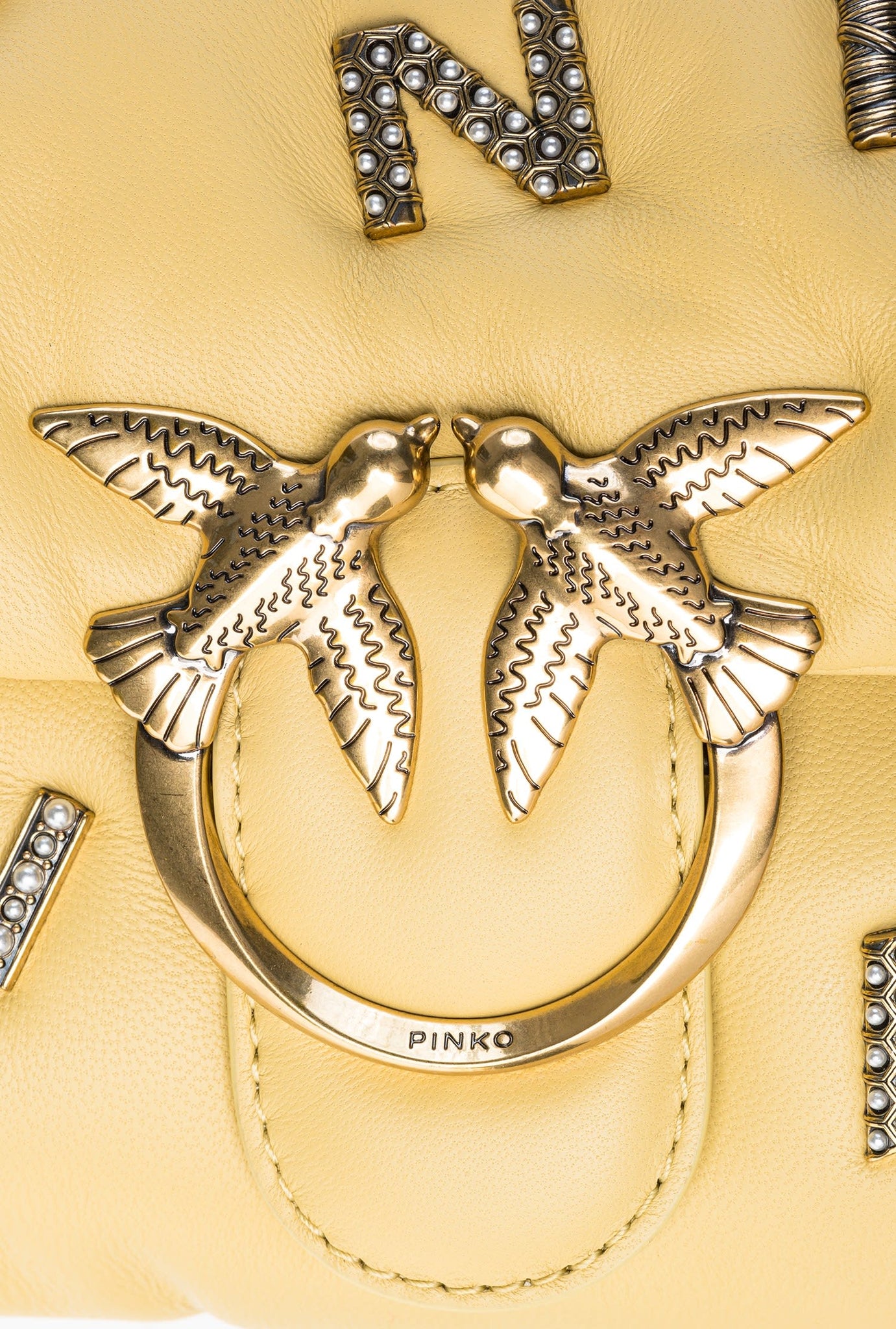 Borsa Pinko Love Mini Puff Logo / Giallo - Ideal Moda