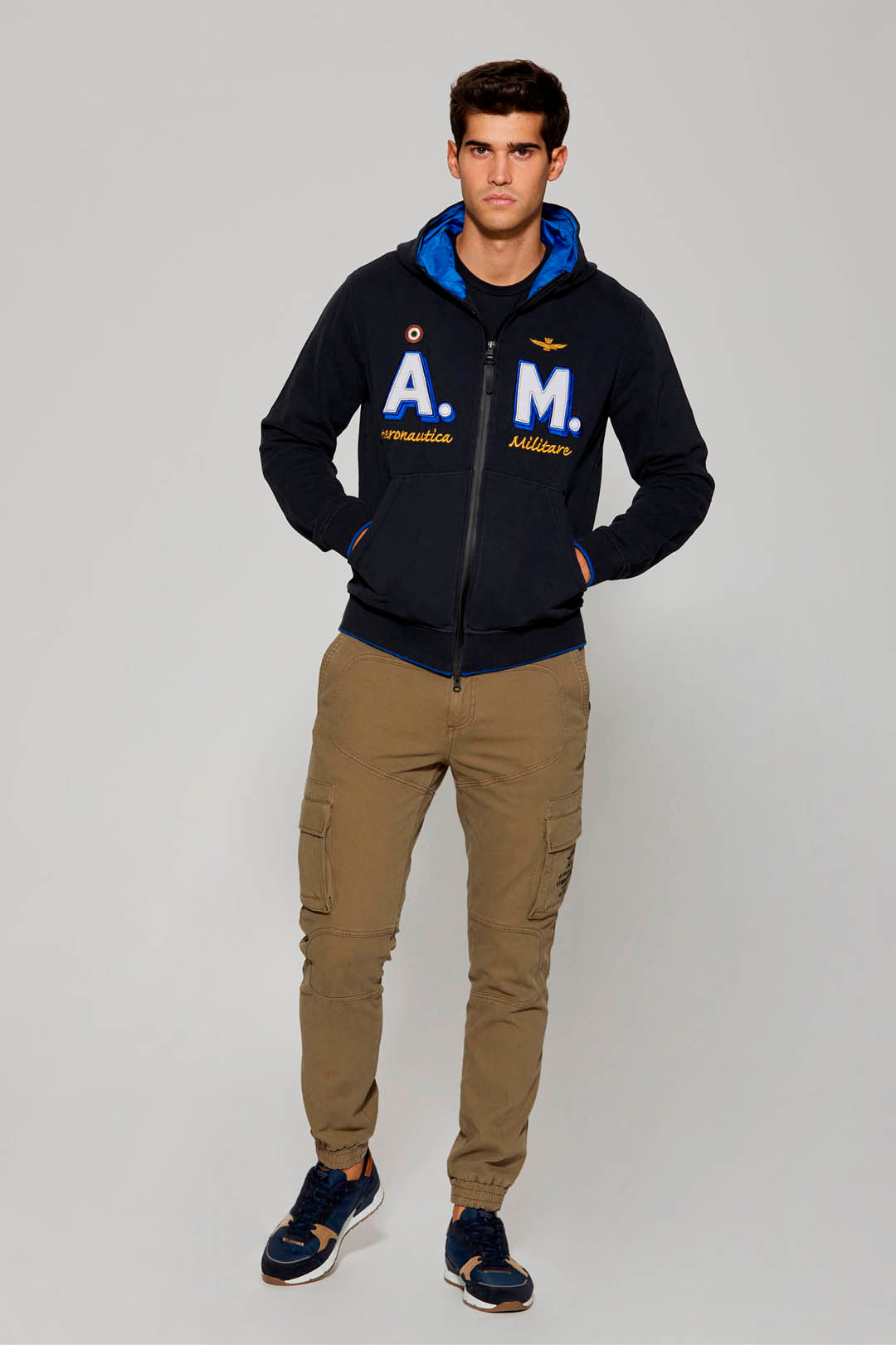 Felpa Aeronautica Militare con Cappuccio / Blu - Ideal Moda