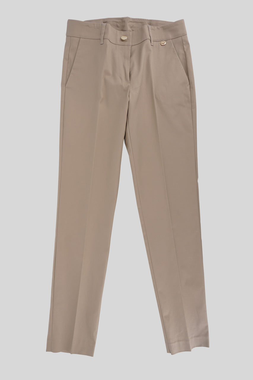 Pantalone in Cotone Slim / Beige - Ideal Moda