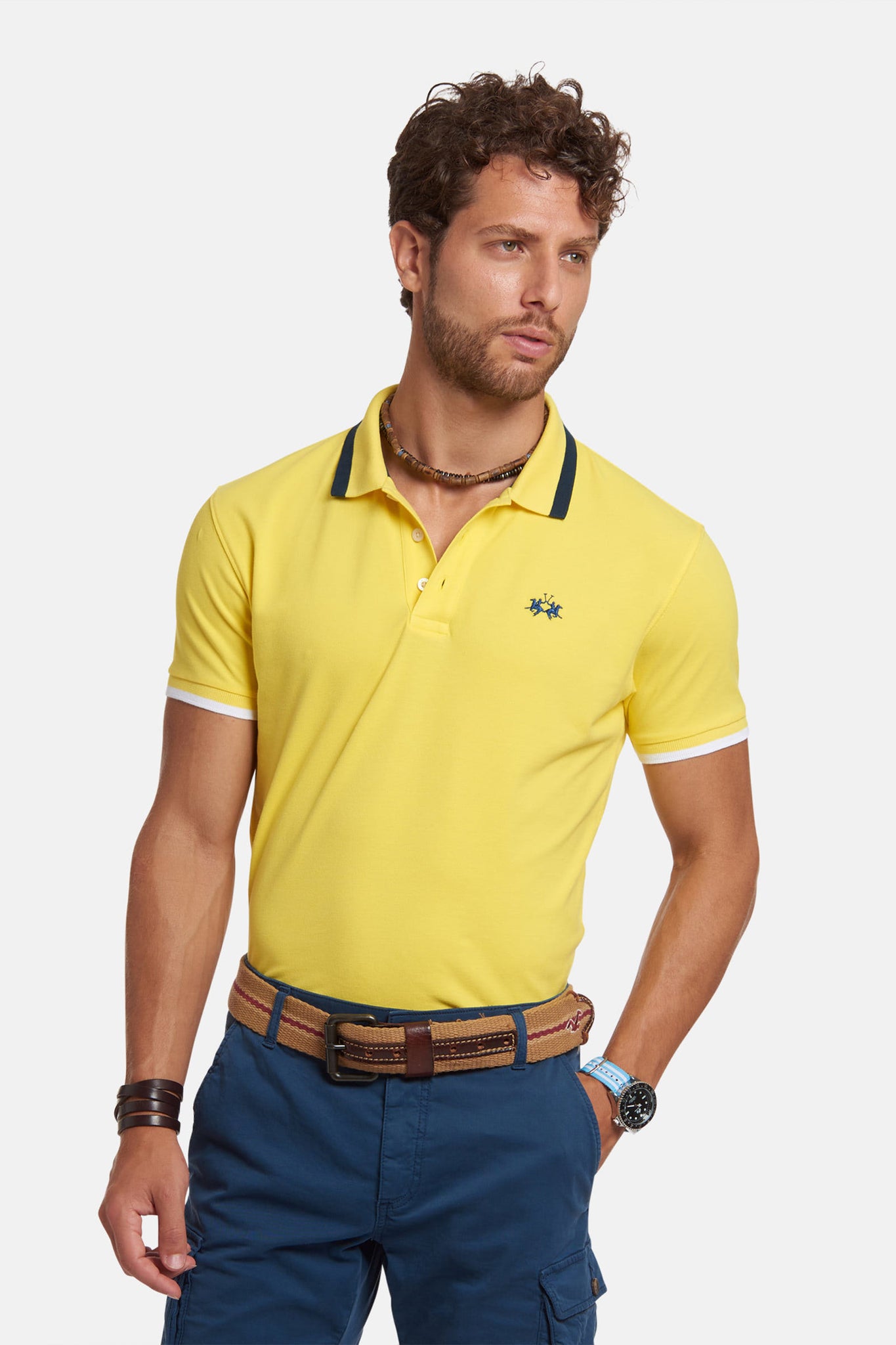 Polo in Piquet Elasticizzato / Giallo - Ideal Moda
