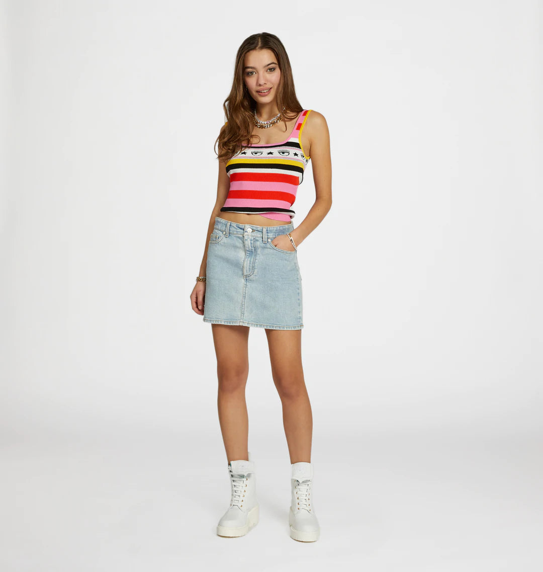 Gonna Chiara Ferragni con Logo sul Retro / Jeans - Ideal Moda