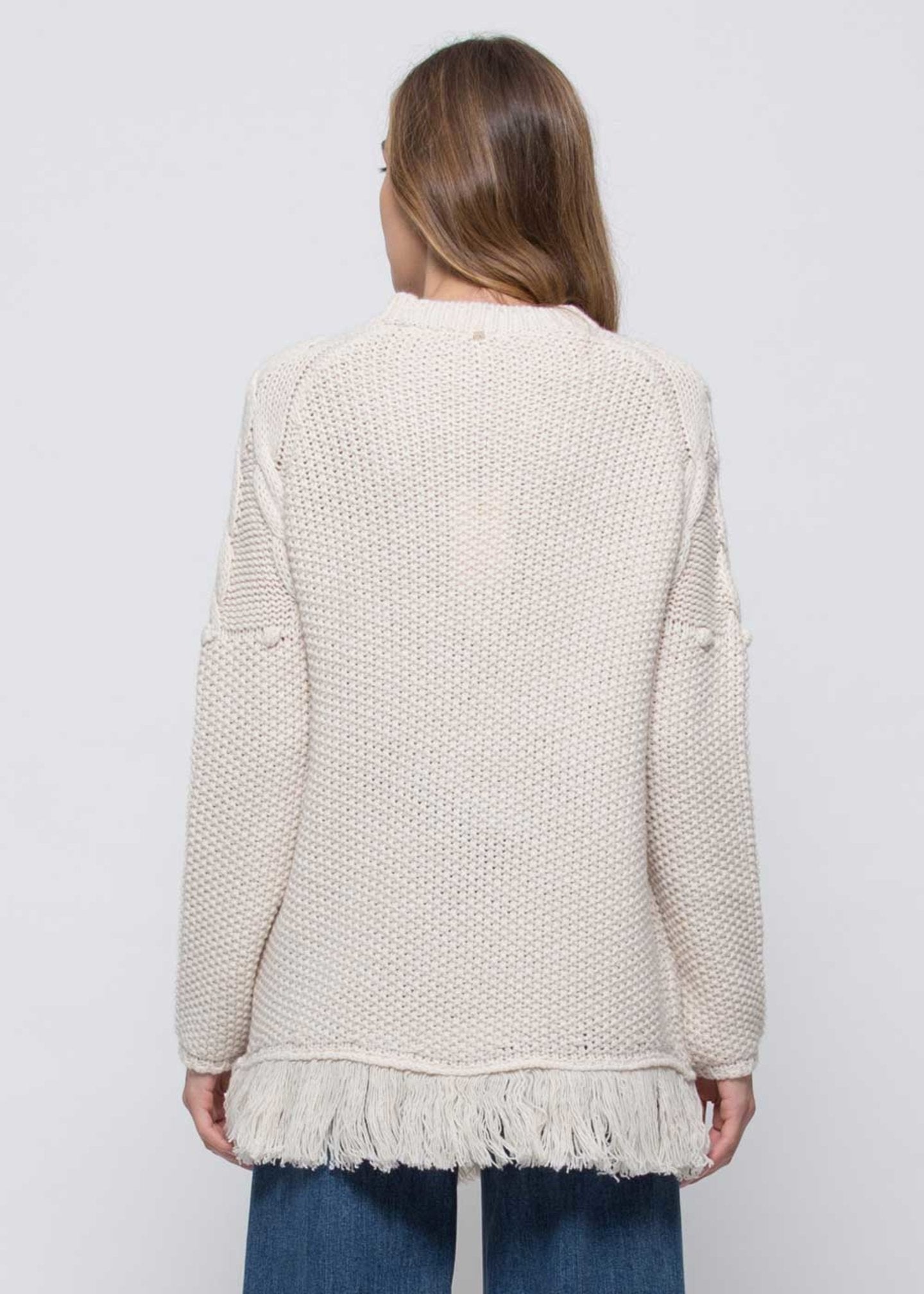 Maglia Kocca con Frange / Bianco - Ideal Moda