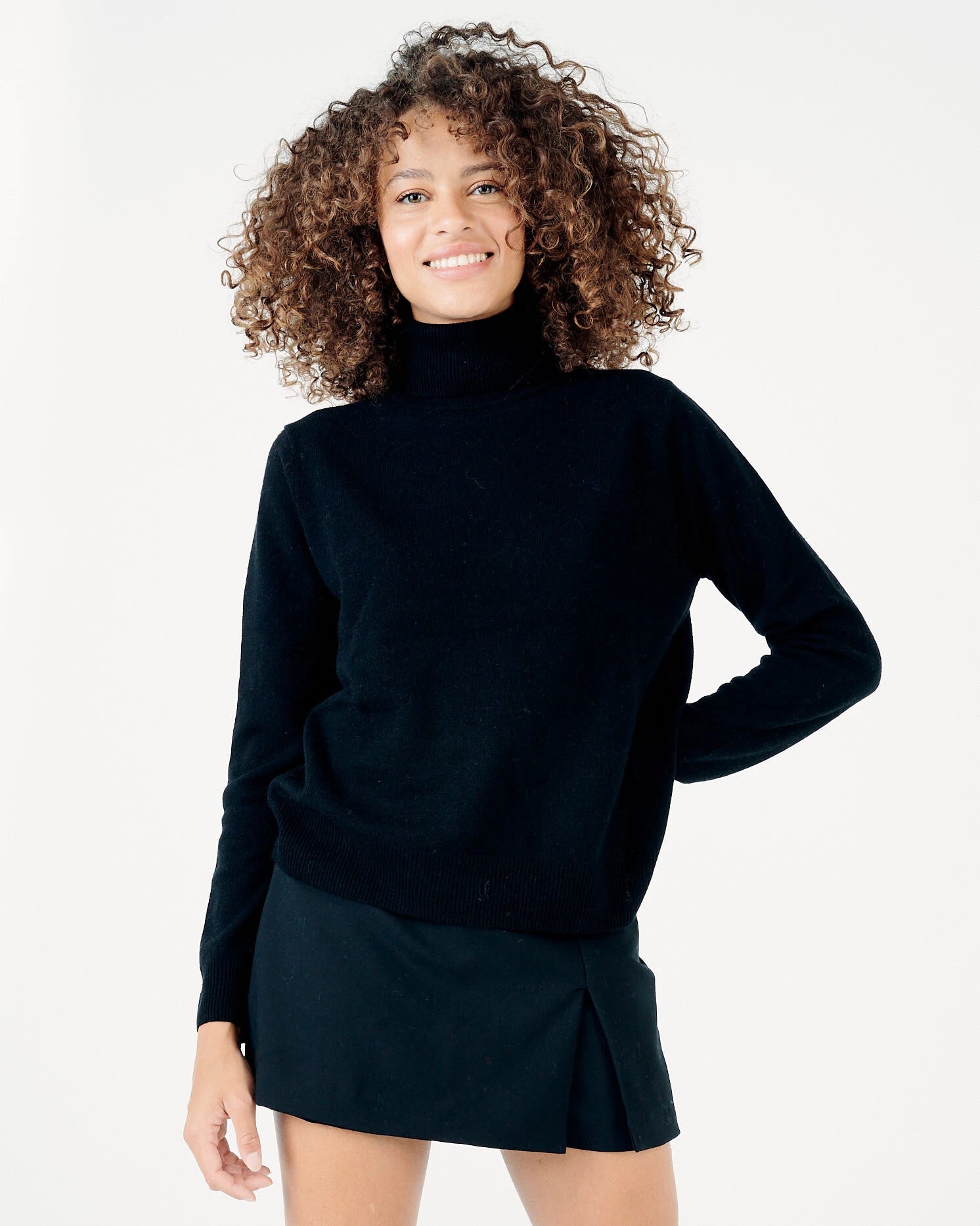 Maglia a Collo Alto in Cashmere / Nero - Ideal Moda