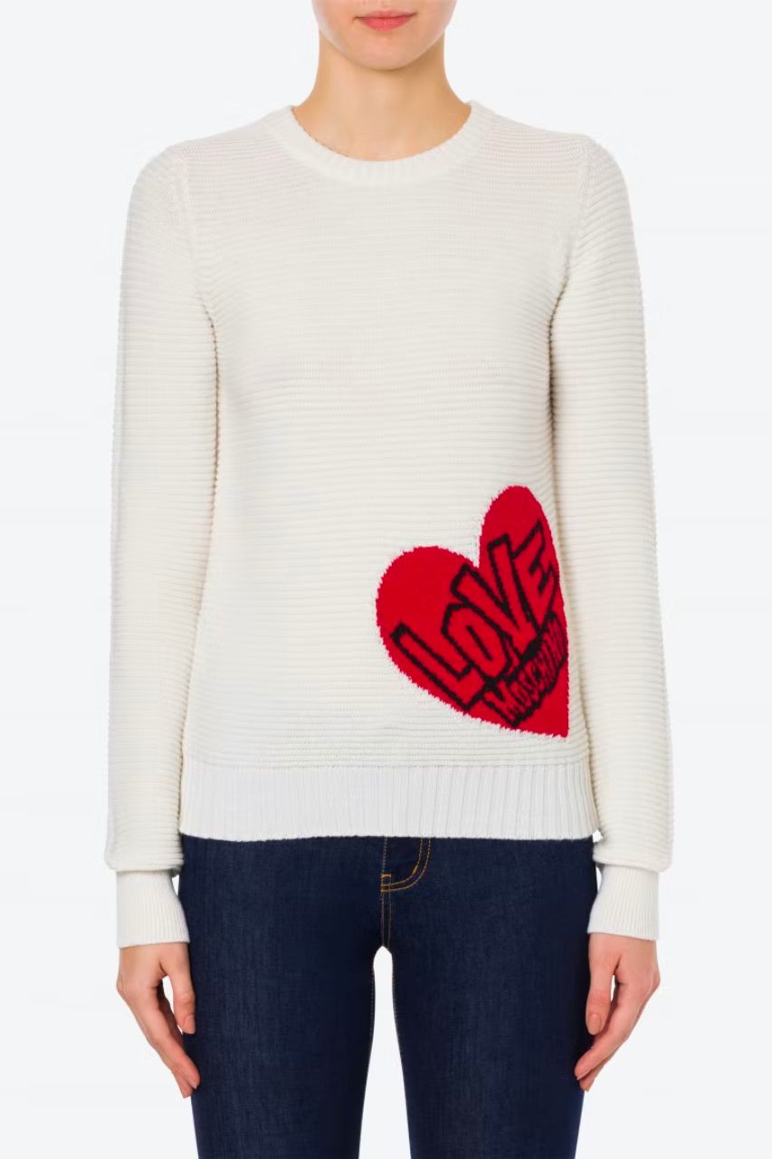 Maglia con Logo Love Moschino / Bianco - Ideal Moda