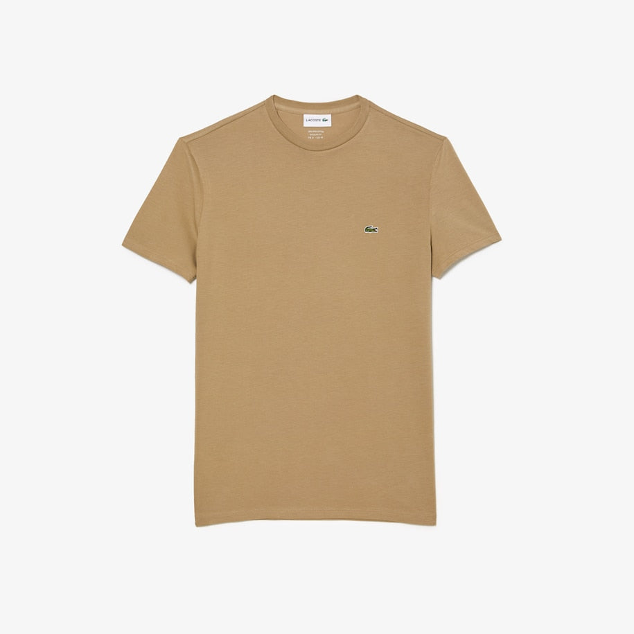 T-Shirt in Jersey di Cotone Pima Lacoste / Beige - Ideal Moda