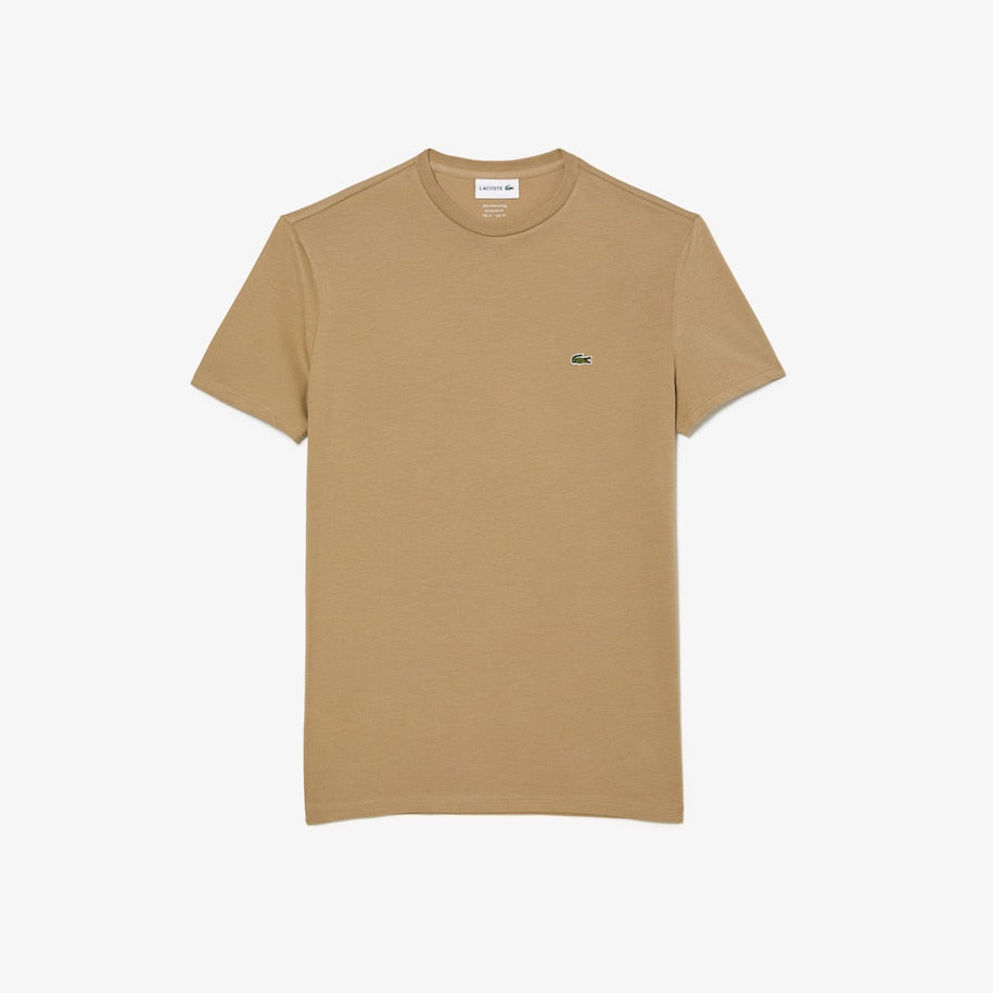 T-Shirt in Jersey di Cotone Pima Lacoste / Beige - Ideal Moda