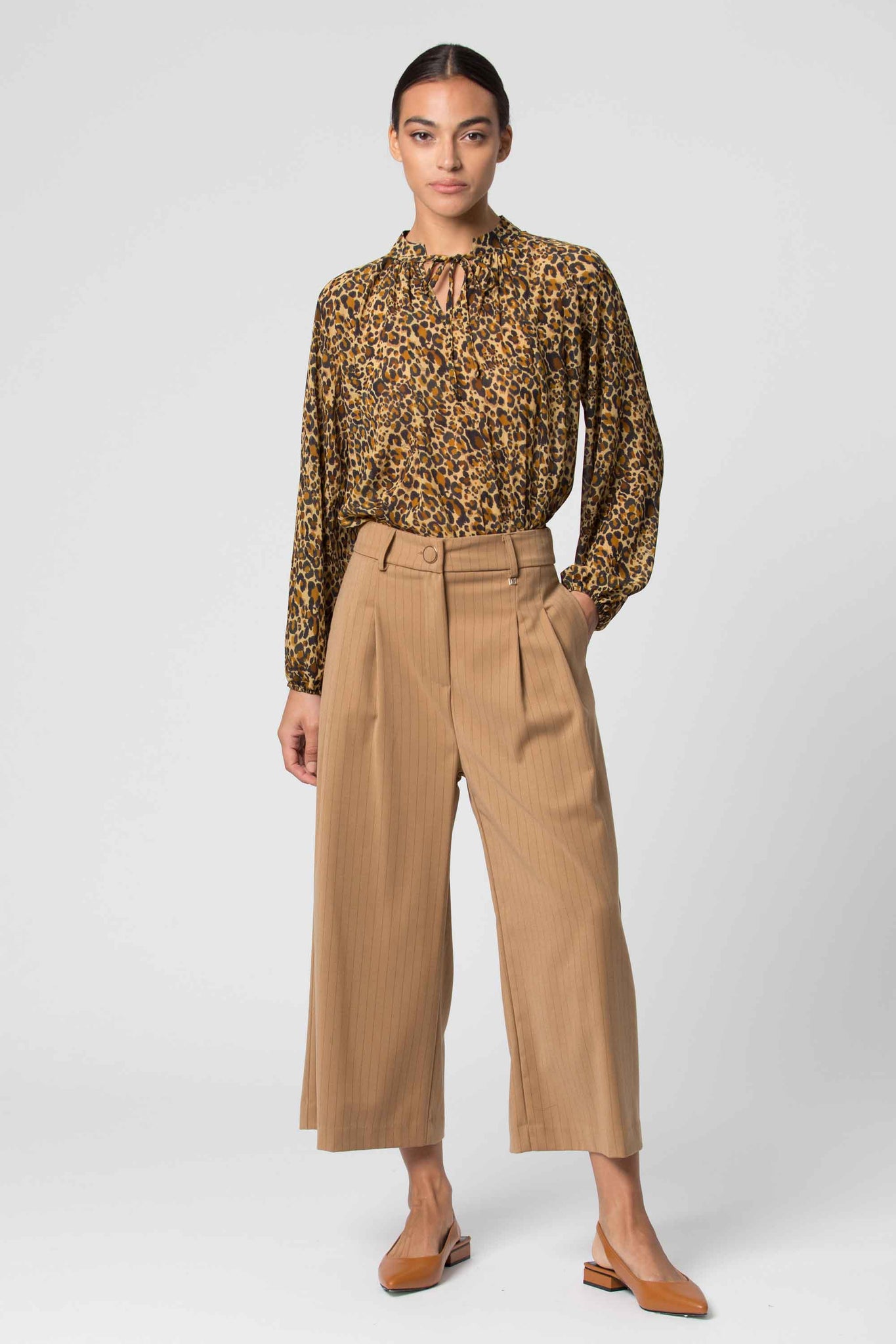 Pantalone a Righe Koca / Beige - Ideal Moda