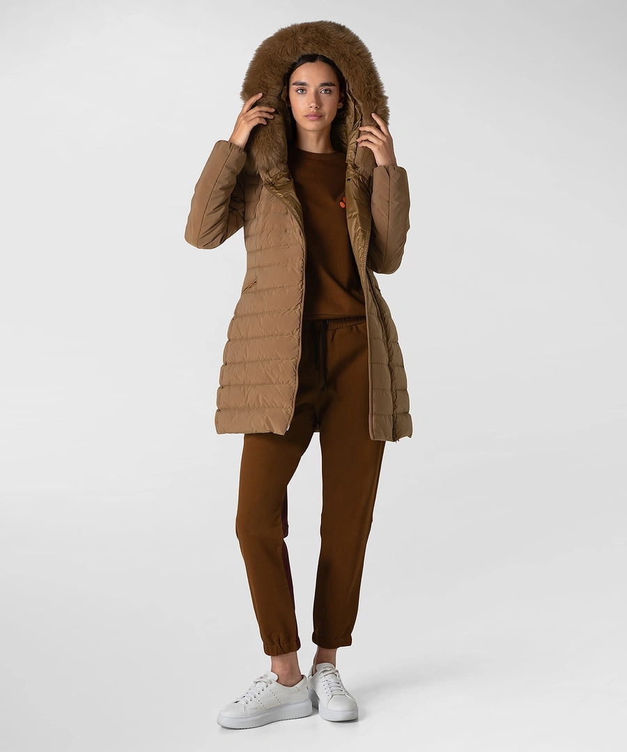 Piumino Slim con Pelliccia Peuterey / Beige - Ideal Moda