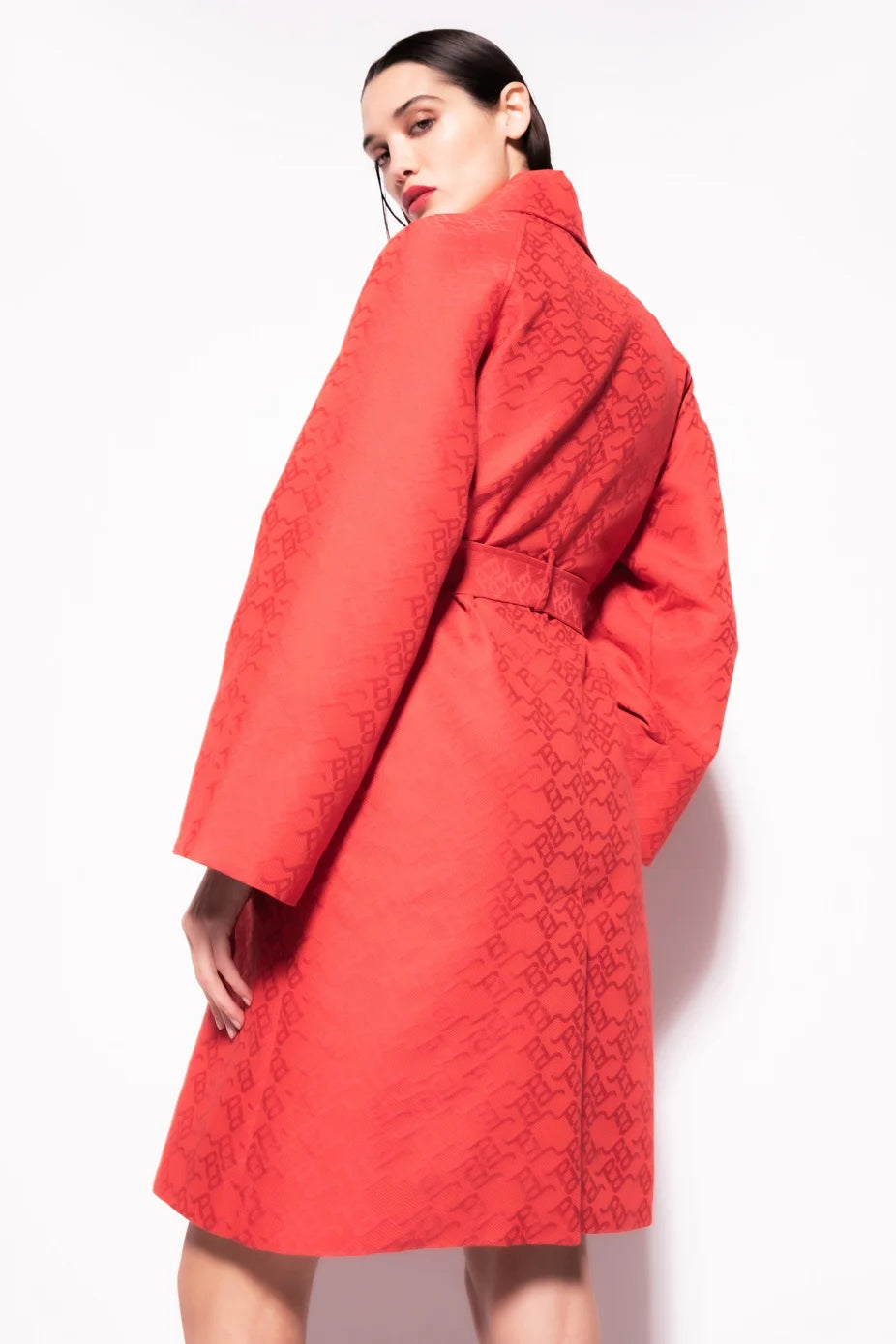 Trench Jacquard Logato Pinko / Rosso - Ideal Moda