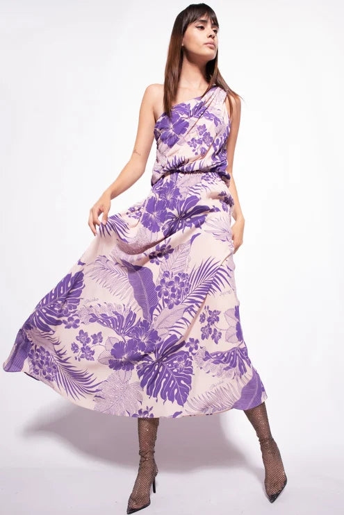 Abito Monospalla con fantasia Pinko / Viola - Ideal Moda
