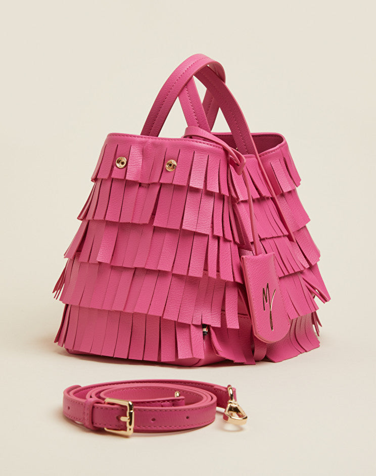 Borsa Jasmine con Frange Small Manila Grace / Fucsia - Ideal Moda