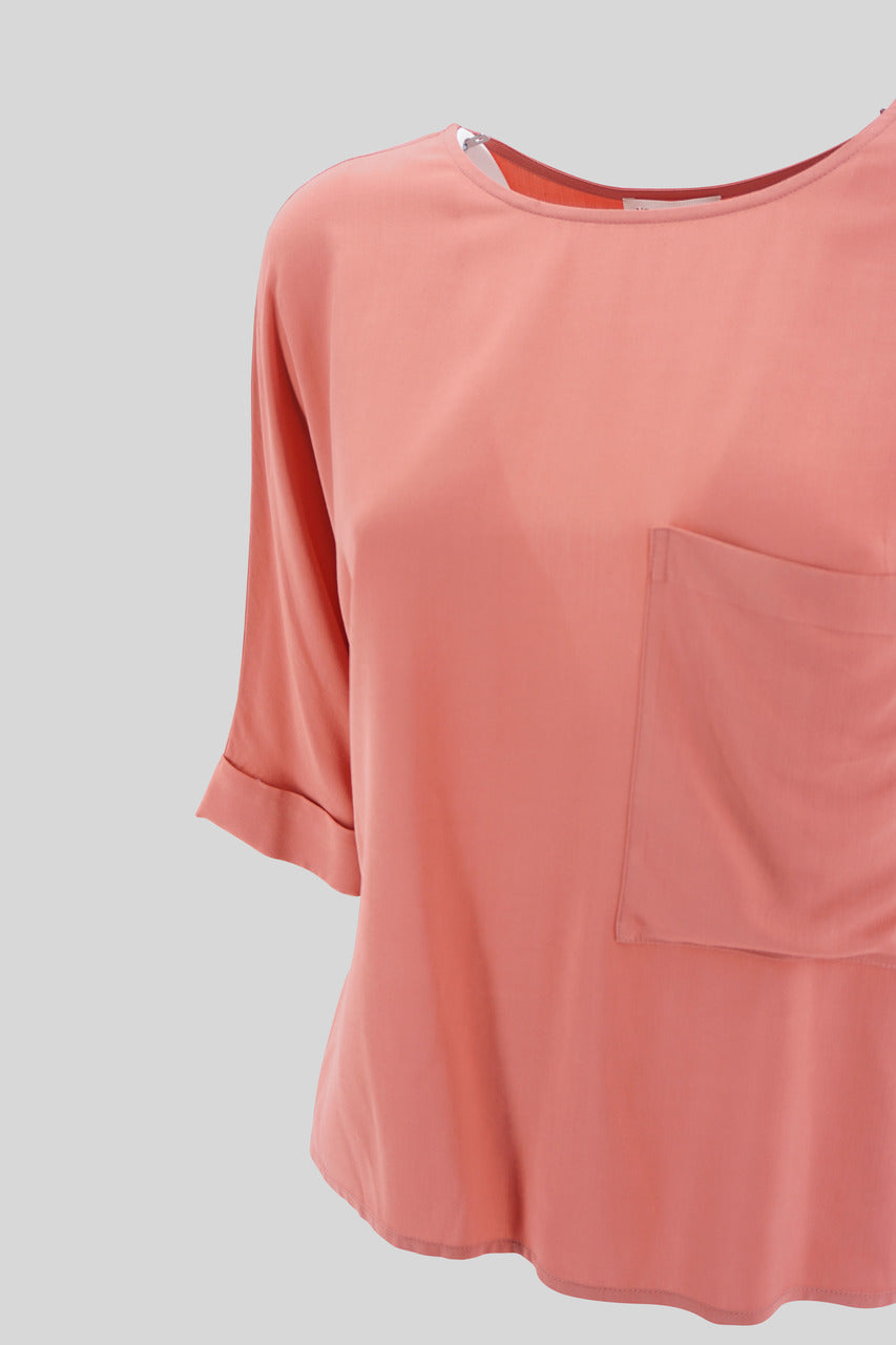 Blusa in viscosa con spilla / Rosa - Ideal Moda