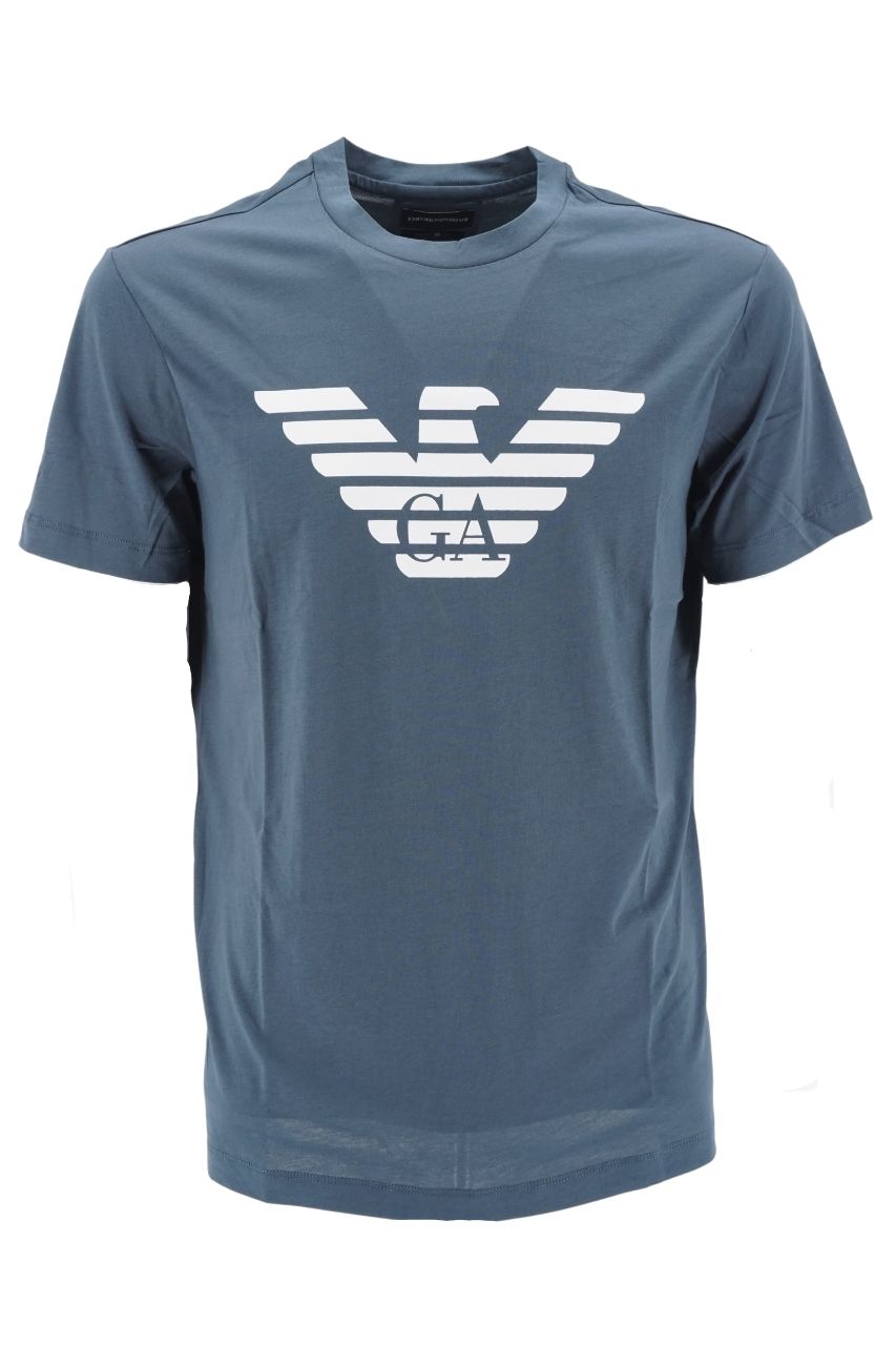T-Shirt Emporio Armani in Pima / Azzurro - Ideal Moda